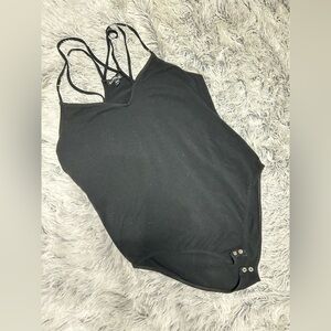 Express Black Strappy snap bodysuit